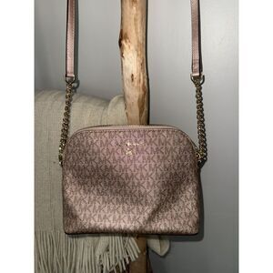 NWT Michael Kors Rose Gold Cindy Jet Set Travel Dome Cross Body Leather Bag